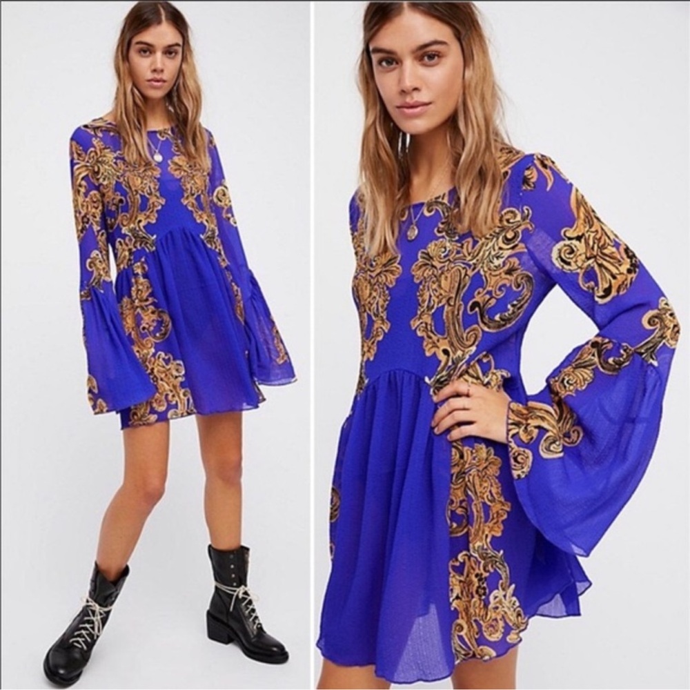 Free People Intimately Symphony‎ Slip Dress Size XS Oversized Bell Sleeves Flowy